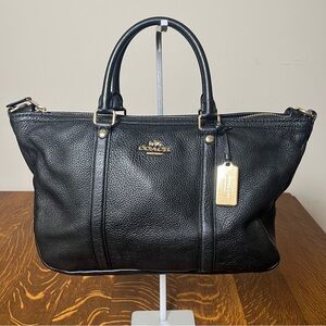 Coach Black Pebbled Leather Central Satchel